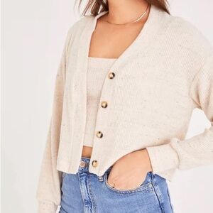 Project Social T Cream Cardigan & Tank Set